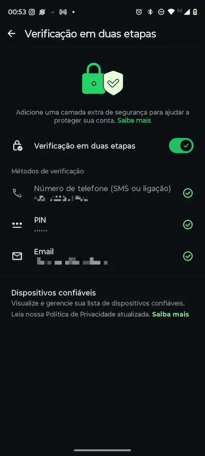 como ativar verificação em duas etapas no WhatsApp
