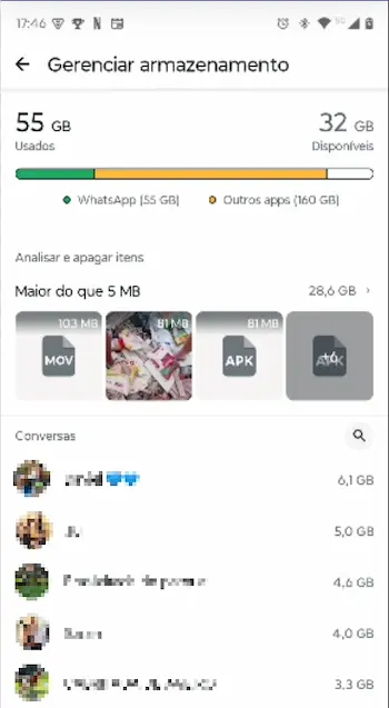 Passo a passo no gerenciador de arquivos ensinando como limpar a memória do whatsapp com segurança.