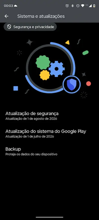 atualização de segurança do celular