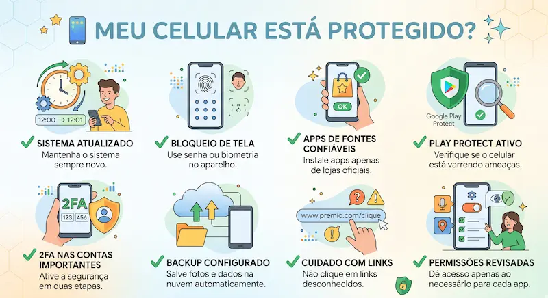 checklist de segurança de como proteger o celular