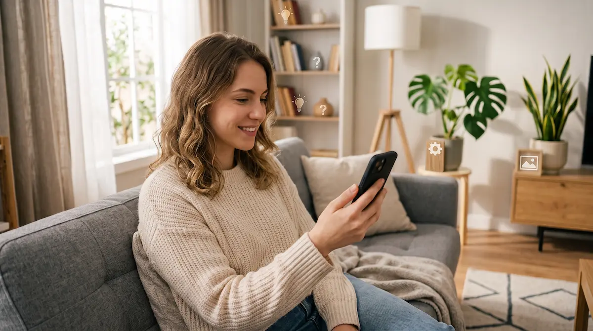 Pessoa usando inteligência artificial pelo celular em um aplicativo de mensagens