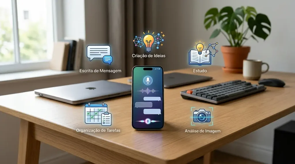 Usos do Gemini no celular para estudar escrever e organizar tarefas